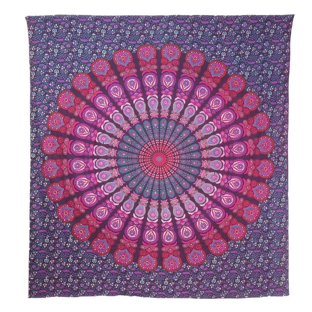 92" X 84" Pink Red And Purple Mandala Cotton Hanging Tapestry