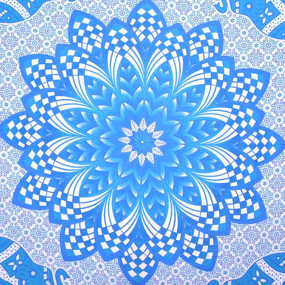 Blue and White Floral Cotton
