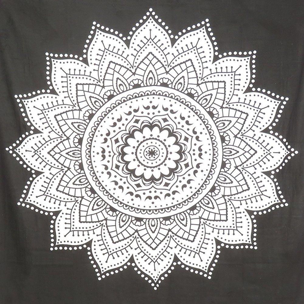 92" X 84" Black And White Mandala Cotton Hanging Tapestry