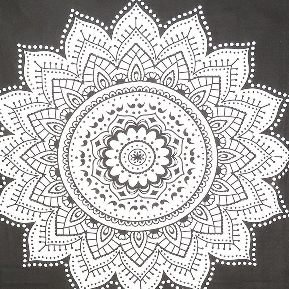 92" X 84" Black And White Mandala Cotton Hanging Tapestry
