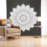 92" X 84" Black And White Mandala Cotton Hanging Tapestry
