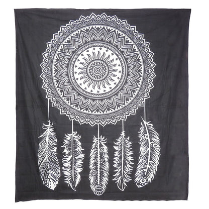 92" X 84" Black And White Abstract Cotton Hanging Tapestry