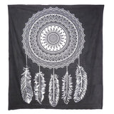 92" X 84" Black And White Abstract Cotton Hanging Tapestry