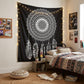 92" X 84" Black And White Abstract Cotton Hanging Tapestry
