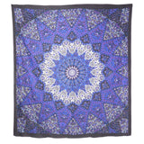 92" X 84" Purple Black And White Mandala Cotton Hanging Tapestry
