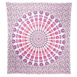 92" X 84" Pink White And Red Mandala Cotton Hanging Tapestry
