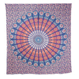 92" X 84" Orange Purple And Blue Mandala Cotton Hanging Tapestry