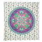 88" X 84" Green Purple And White Floral Cotton Hanging Tapestry