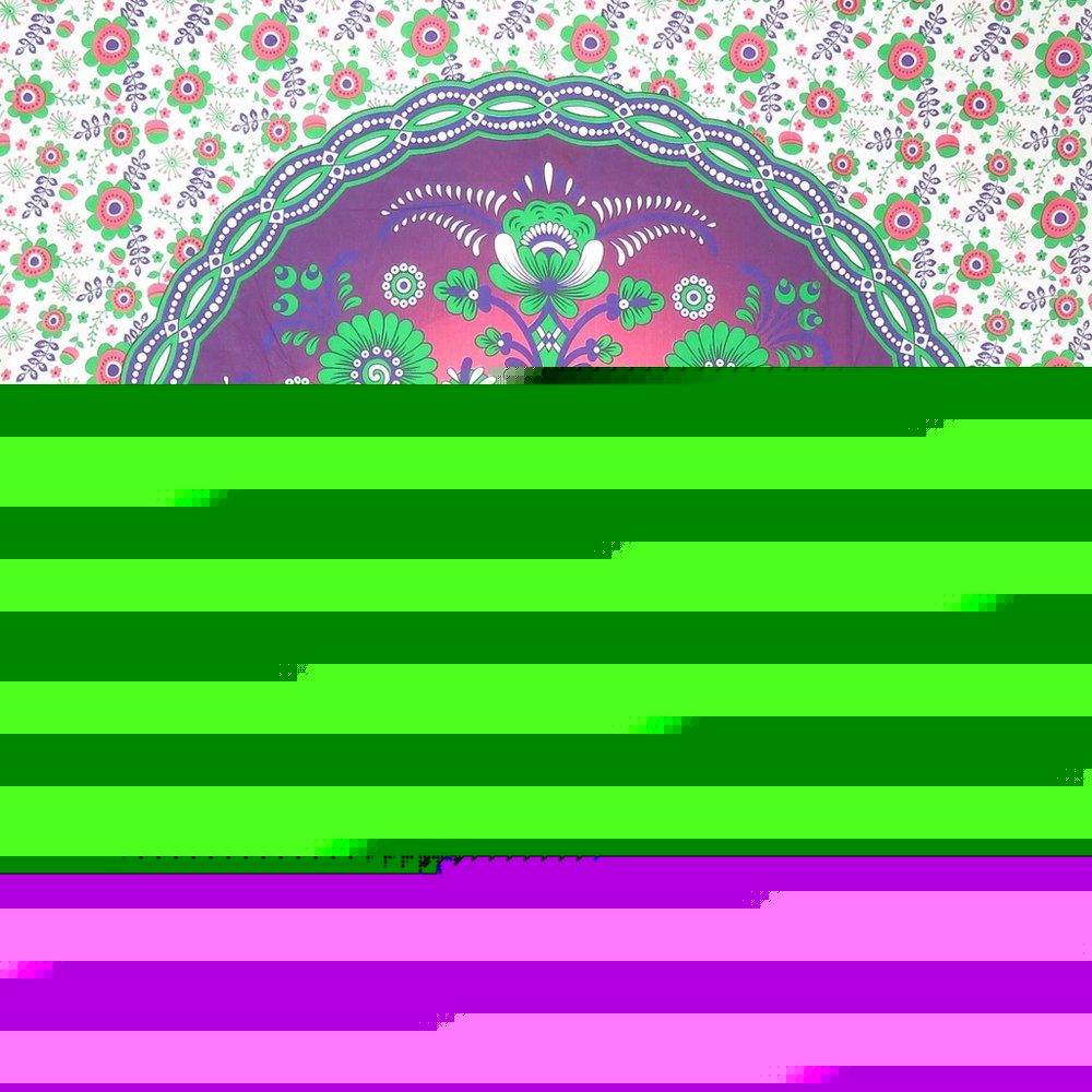 88" X 84" Green Purple And White Floral Cotton Hanging Tapestry
