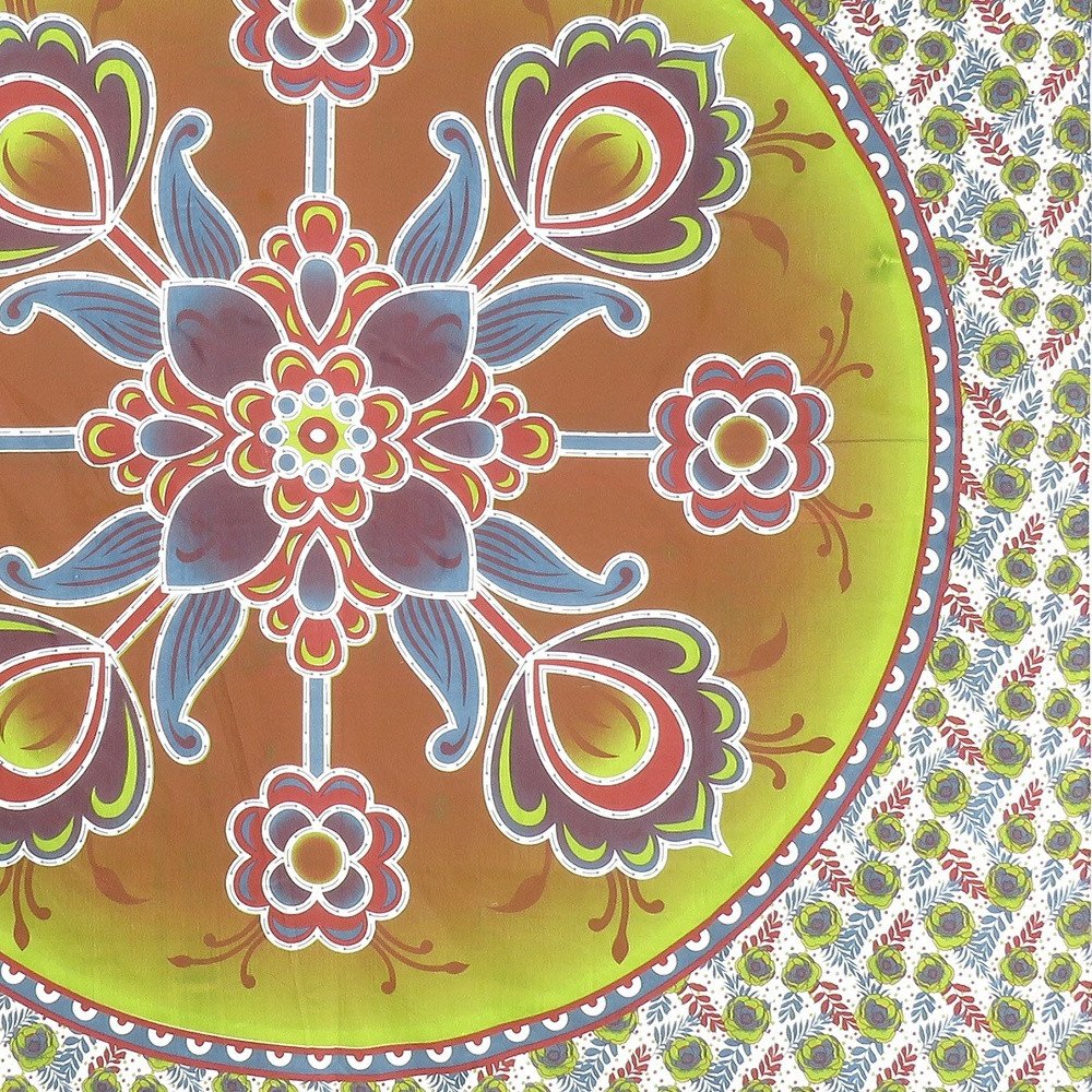 88" X 84" Green White And Yellow Floral Cotton Hanging Tapestry