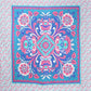 88" X 84" Blue Red And White Floral Cotton Hanging Tapestry