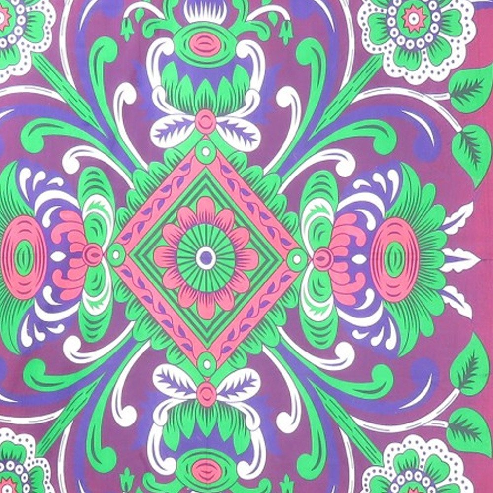 88" X 84" Pink Green And White Floral Cotton Hanging Tapestry