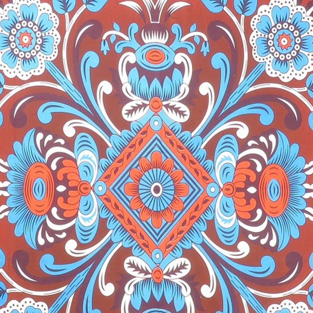 88" X 84" Red Blue And White Floral Cotton Hanging Tapestry