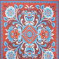 88" X 84" Red Blue And White Floral Cotton Hanging Tapestry