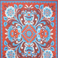 88" X 84" Red Blue And White Floral Cotton Hanging Tapestry