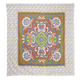 88" X 84" Green Red And White Floral Cotton Hanging Tapestry