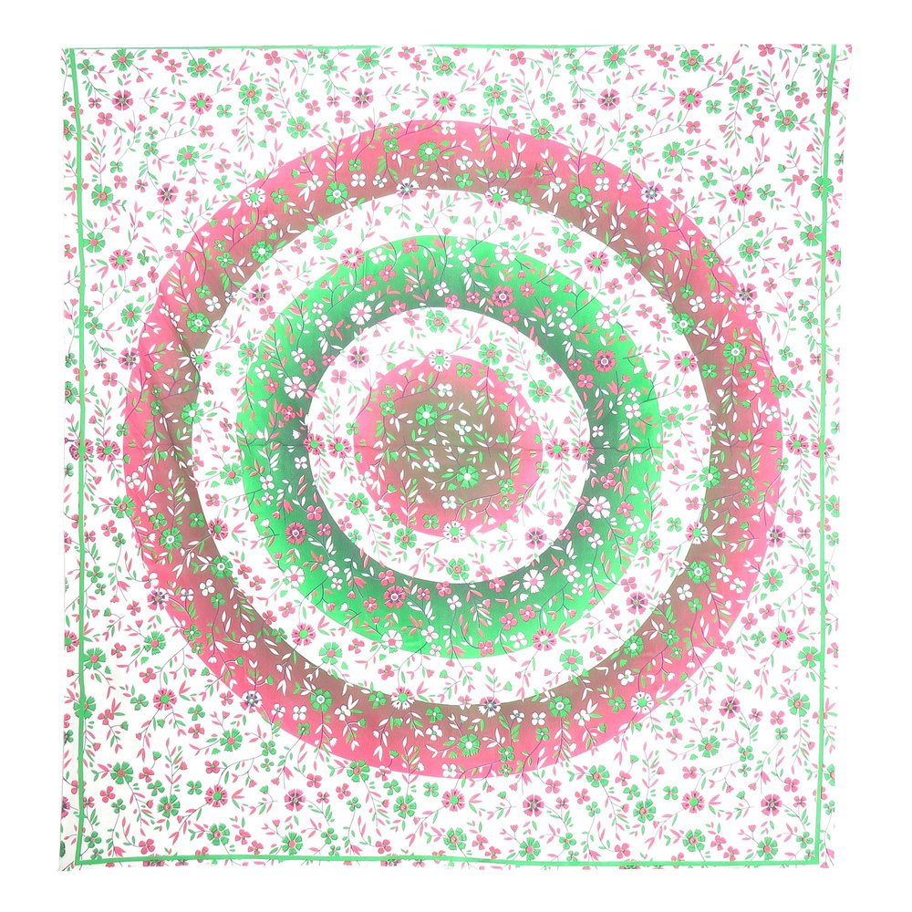 88" X 84" Green Red And White Floral Cotton Hanging Tapestry