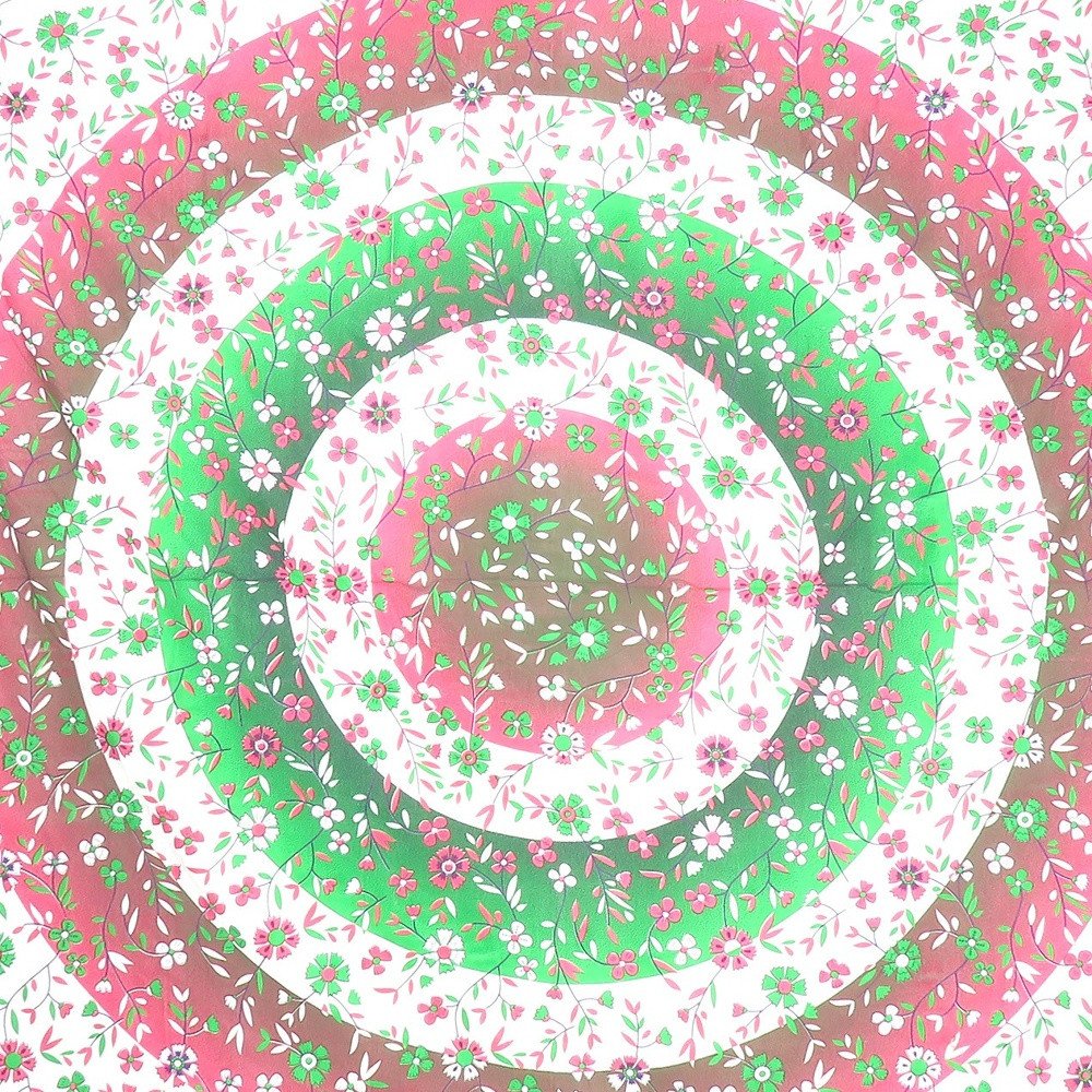 88" X 84" Green Red And White Floral Cotton Hanging Tapestry