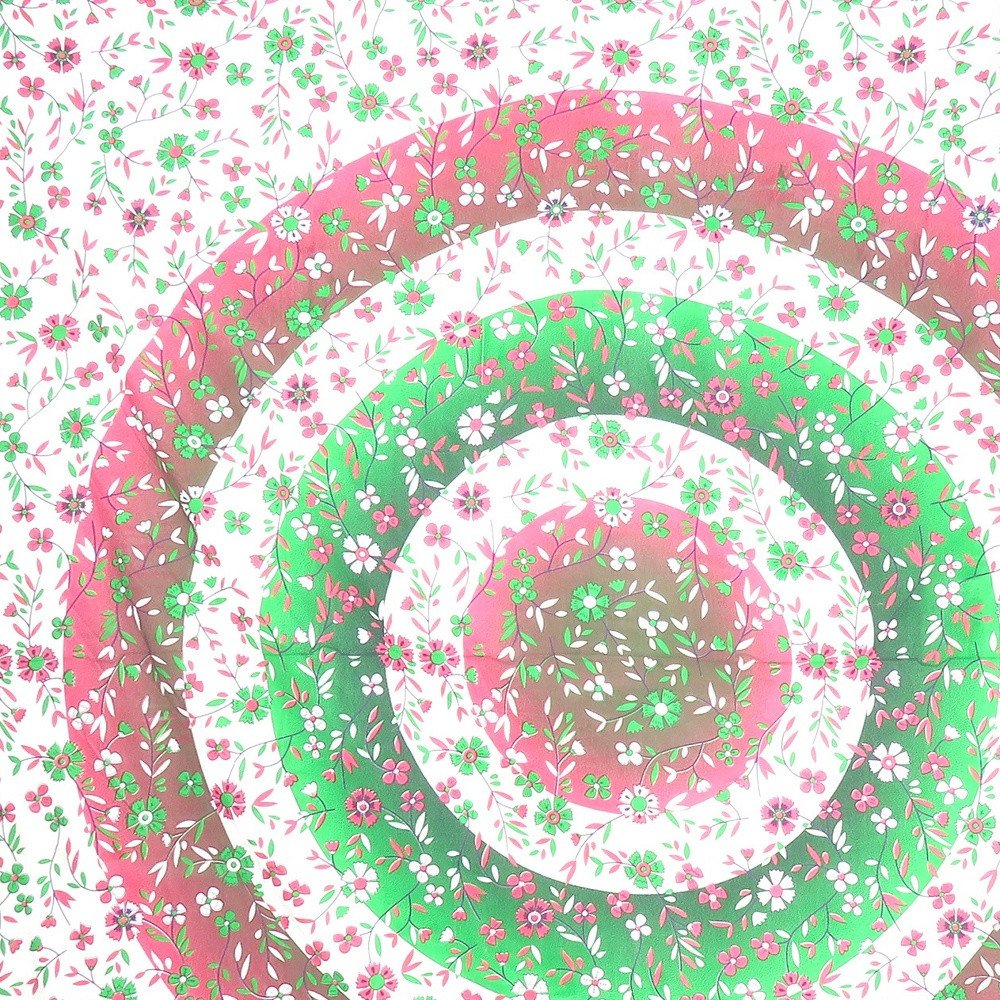 88" X 84" Green Red And White Floral Cotton Hanging Tapestry