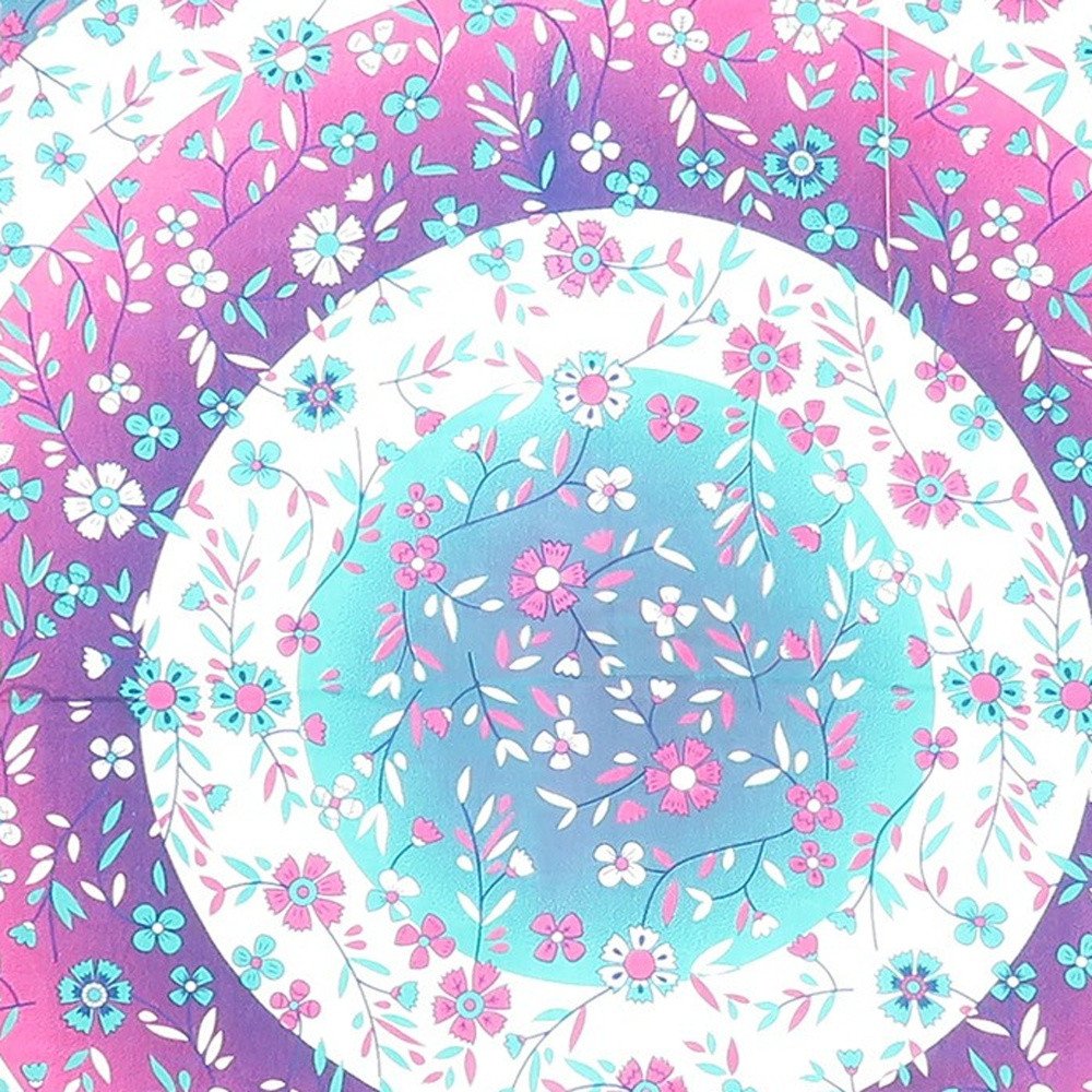 88" X 84" Pink Blue And White Floral Cotton Hanging Tapestry