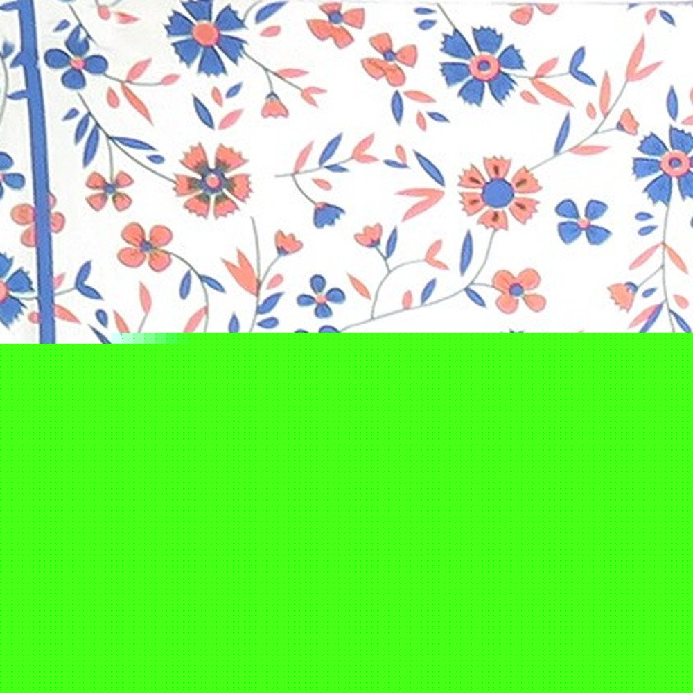 88" X 84" Blue White And Orange Floral Cotton Hanging Tapestry