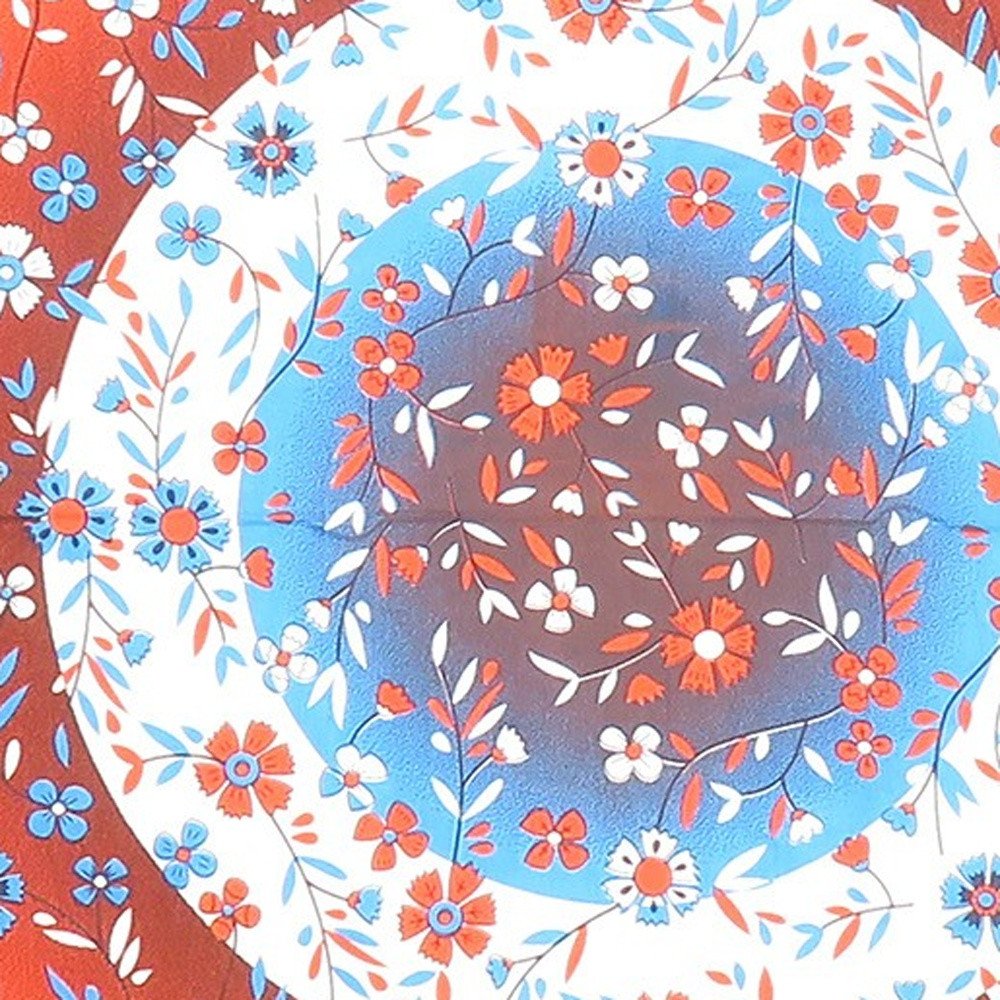 88" X 84" White Blue And Red Floral Cotton Hanging Tapestry