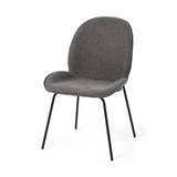 Set of Two Gray and Black Upholstered Fabric Dining Side Chairs
