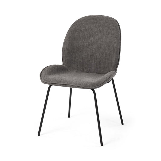Set of Two Gray and Black Fabric Dining Side Chairs
