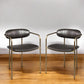 Set of Two Brown and Gold Upholstered Faux Leather Dining Arm Chairs