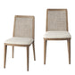 Set Of Two Cream And Brown Upholstered Fabric Cross Back Side Chairs