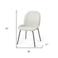 Set of Two White and Black Upholstered Fabric Dining Side Chairs