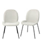 Set of Two White and Black Upholstered Fabric Dining Side Chairs