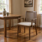 Cream And Brown Upholstered Fabric Dining Arm Chair