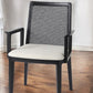 Cream And Black Upholstered Fabric Dining Arm Chair