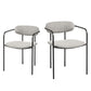 Set of Two Gray and Black Fabric Dining Arm Chairs