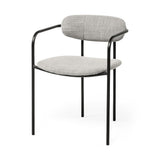 Set of Two Gray and Black Fabric Dining Arm Chairs