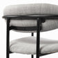 Set of Two Gray and Black Fabric Dining Arm Chairs