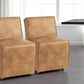 Set of Two Brown Upholstered Faux Leather Dining Side Chairs With Wheels