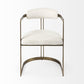 White And Gold Upholstered Dining Arm Chair