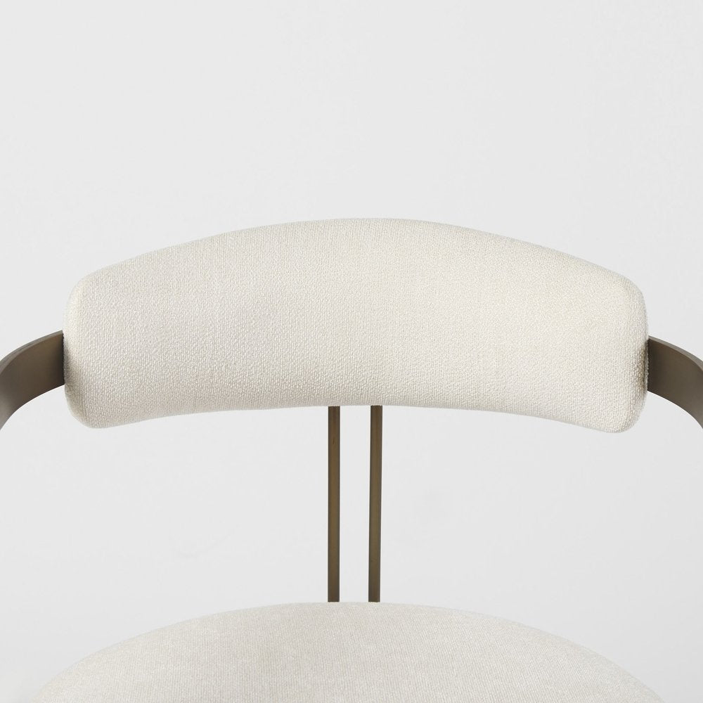 White And Gold Upholstered Dining Arm Chair