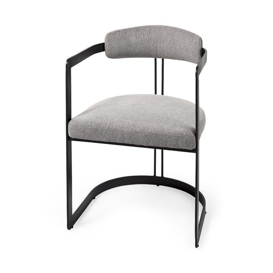 Gray and Black Upholstered Dining Arm Chair
