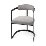 Gray and Black Upholstered Dining Arm Chair