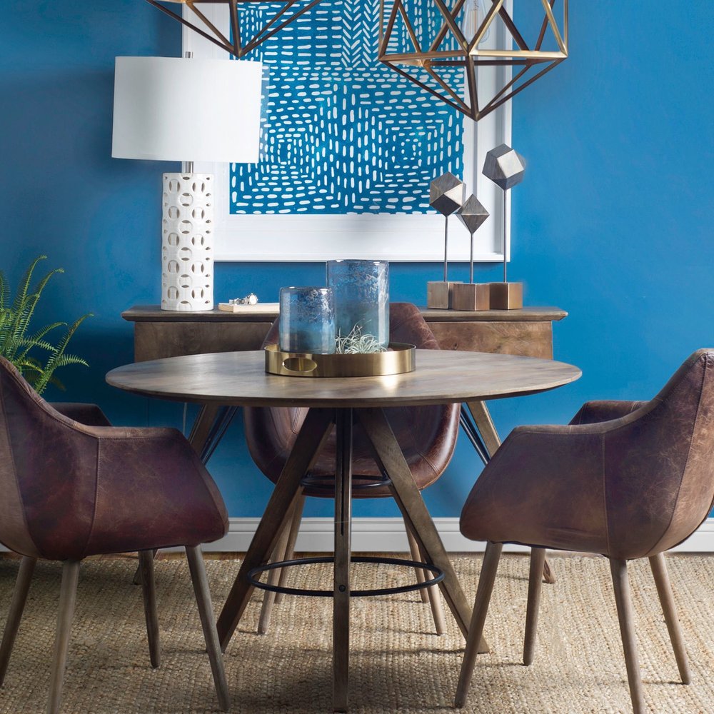 8" Blue And Gold Abstract Cylinder Crystal Glass Table Vase