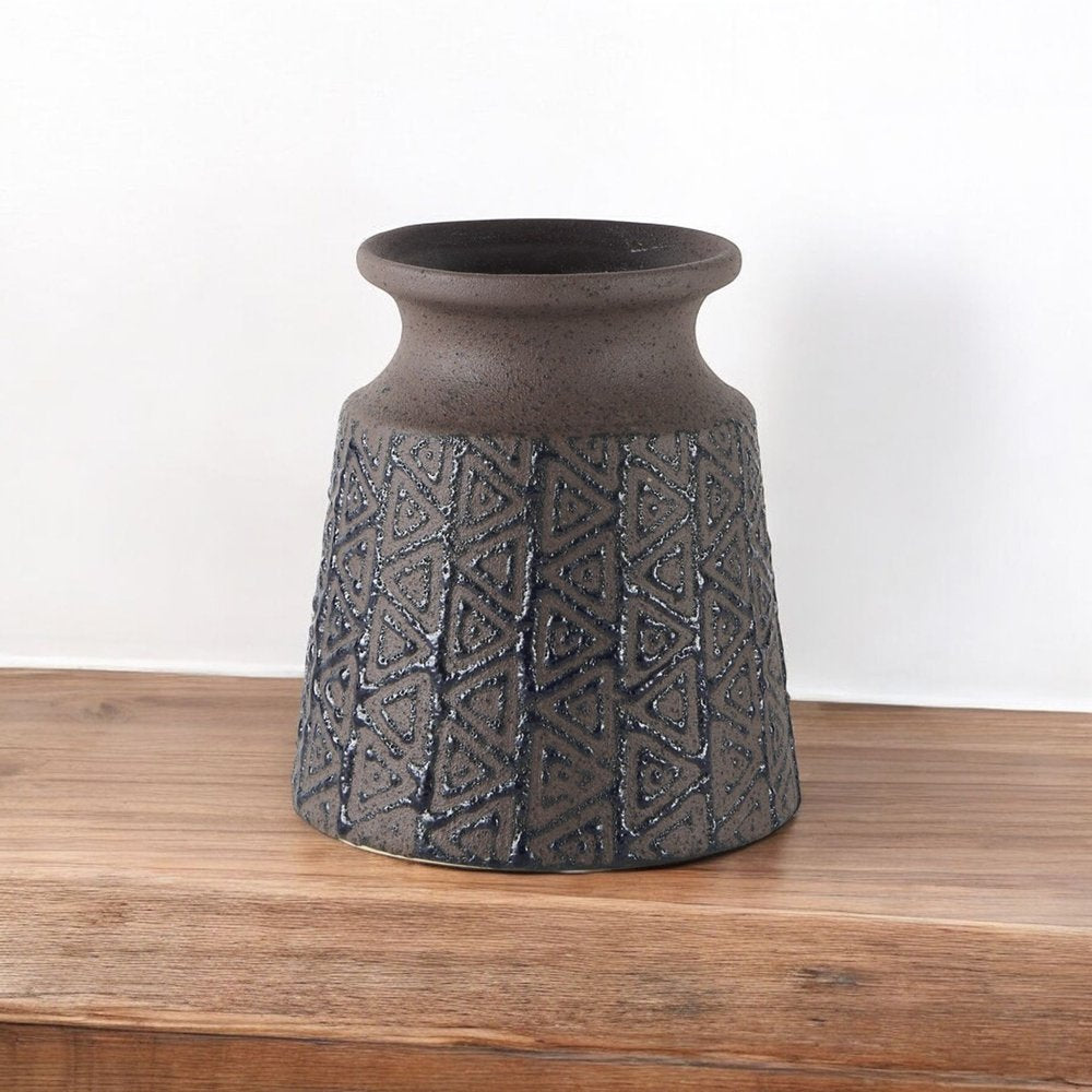 6" Brown Abstract Cylinder Ceramic Table Vase