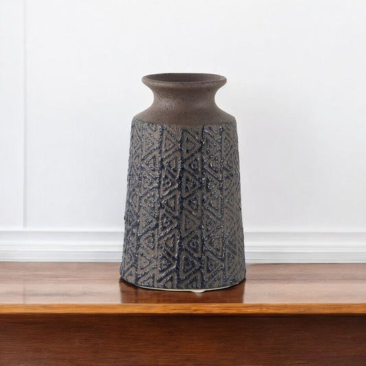 7" Brown Abstract Cylinder Ceramic Table Vase