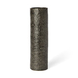 15" Black And Gold Abstract Cylinder Ceramic Table Vase