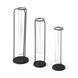 Set of Three Black Abstract Cylinder Metal Table Vase