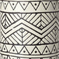 17" Cream and Charcoal Geometric Cylinder Ceramic Vase
