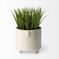 7" White Abstract Cylinder Ceramic Table Vase