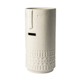 14" White Abstract Cylinder Ceramic Table Vase